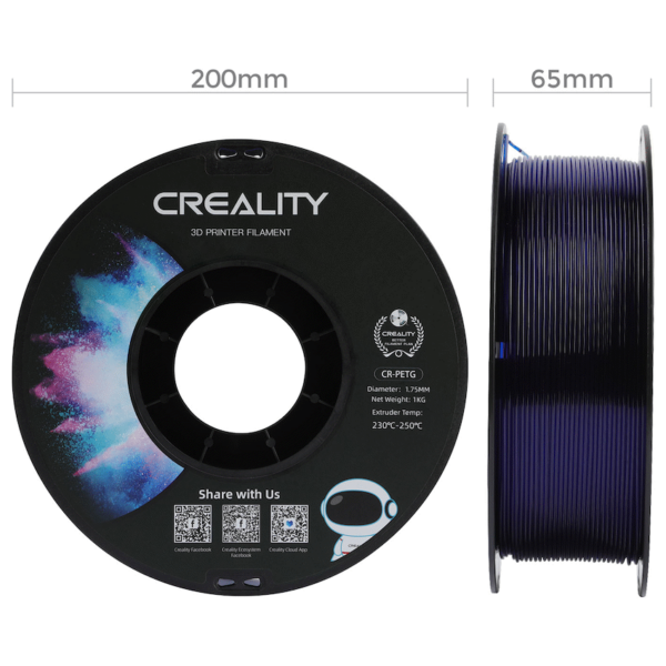 Creality PETG Filament – Transparent Blue (1kg)