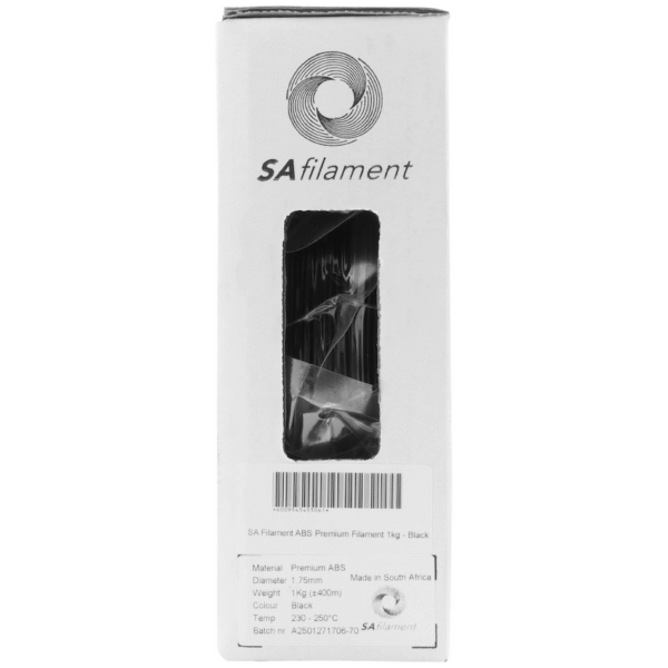 SAF-ABSPRE-A02-12 SA Filament ABS Premium Filament – Black (1kg)